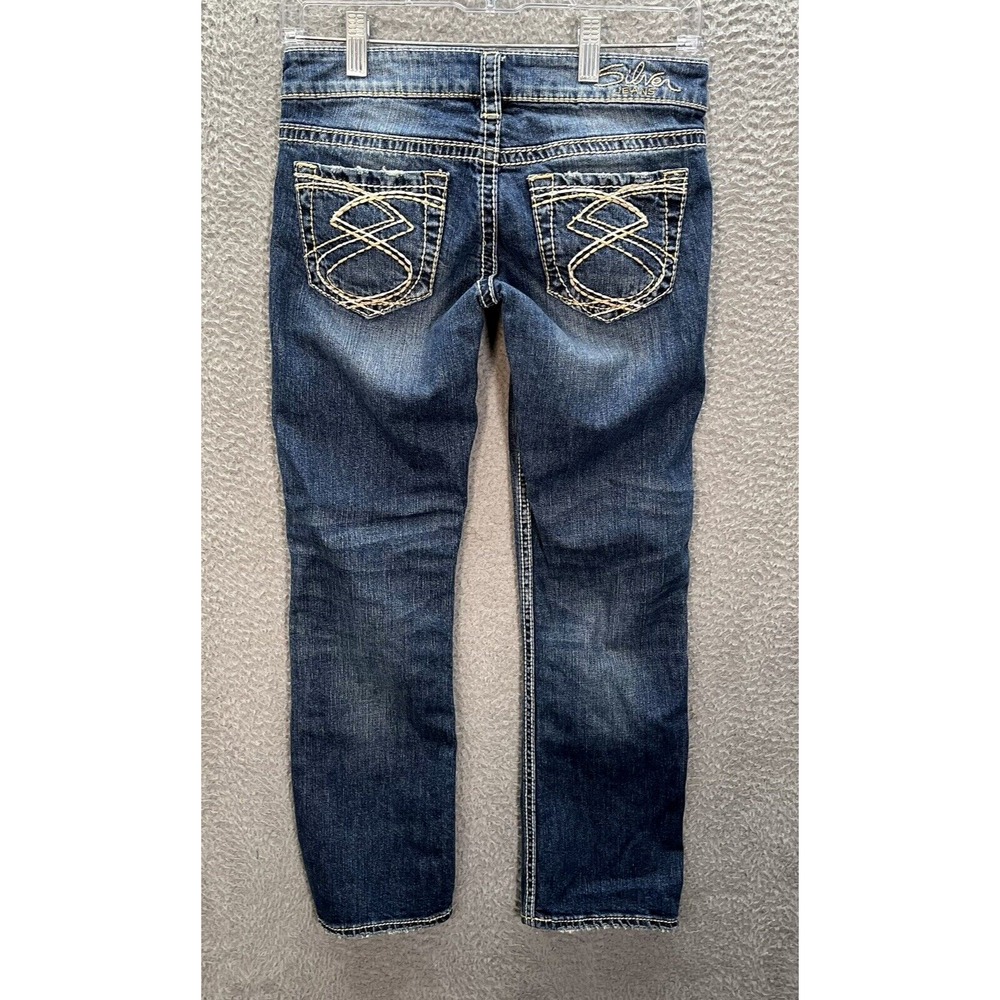Silver Jeans Womens‎ 25 Blue Denim Frances Capri Thick Stitch Rockabilly Biker